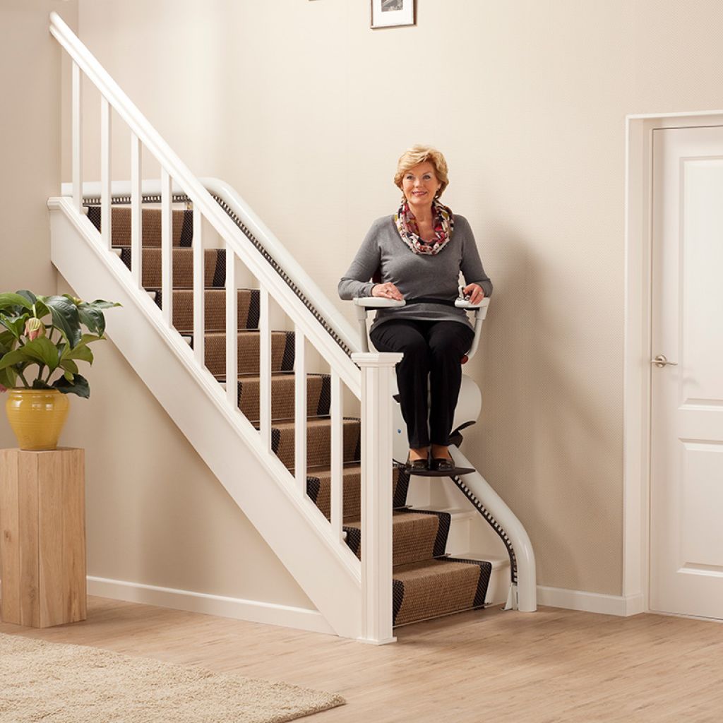 Flow Stairlift, available in straight or curved configuration.