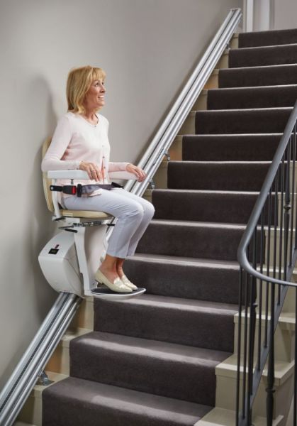 Synergy Stairlift installed on a staircase in a home in the West of Ireland.