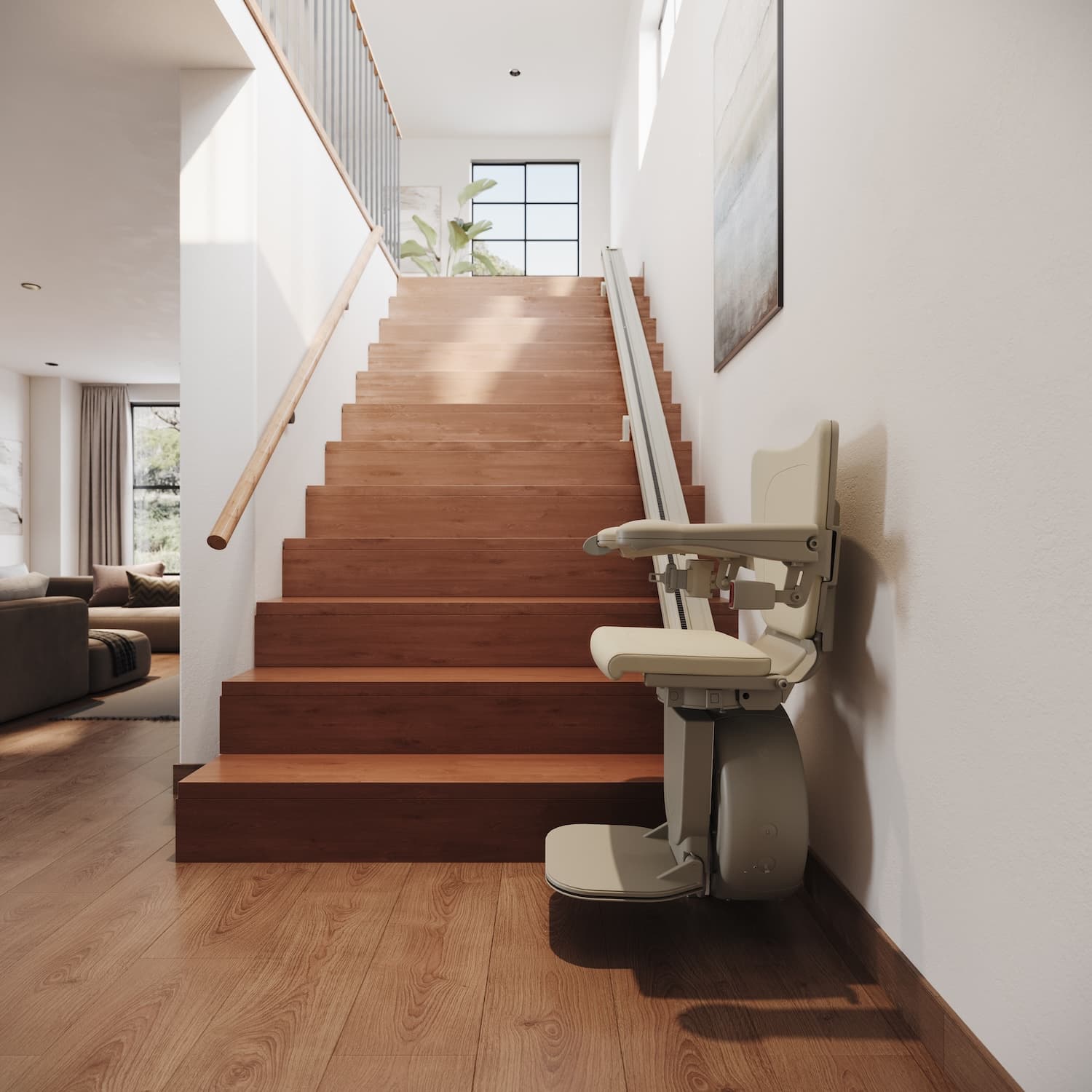 Savaria K2 Straight Stairlift installed on a staircase in a home in the West of Ireland.