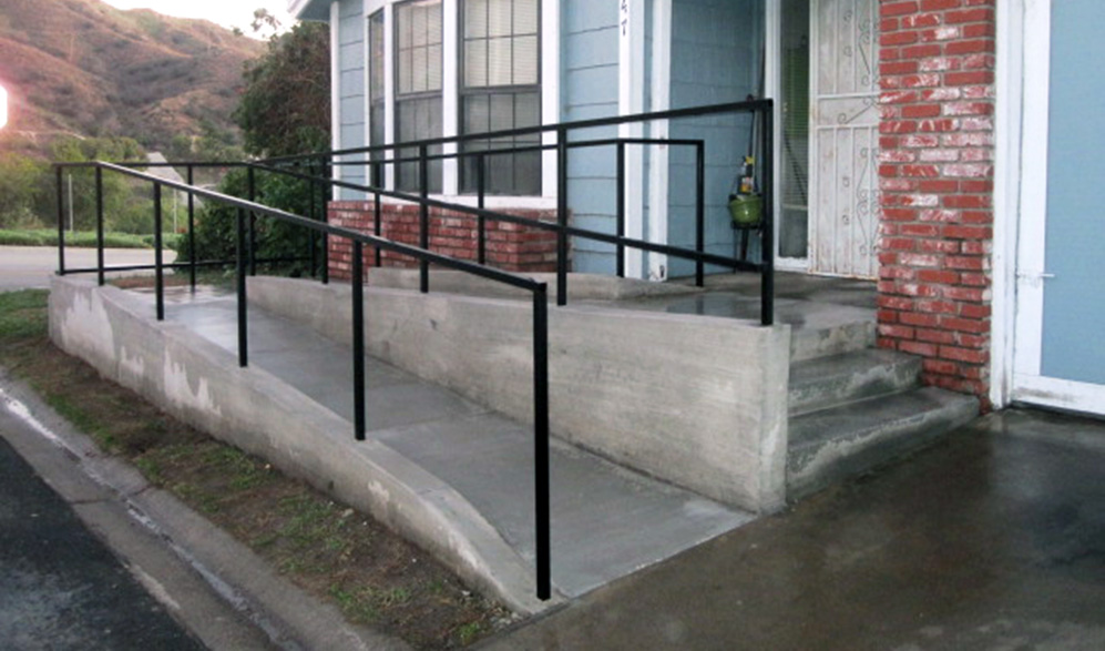 Concrete ramp outside a house